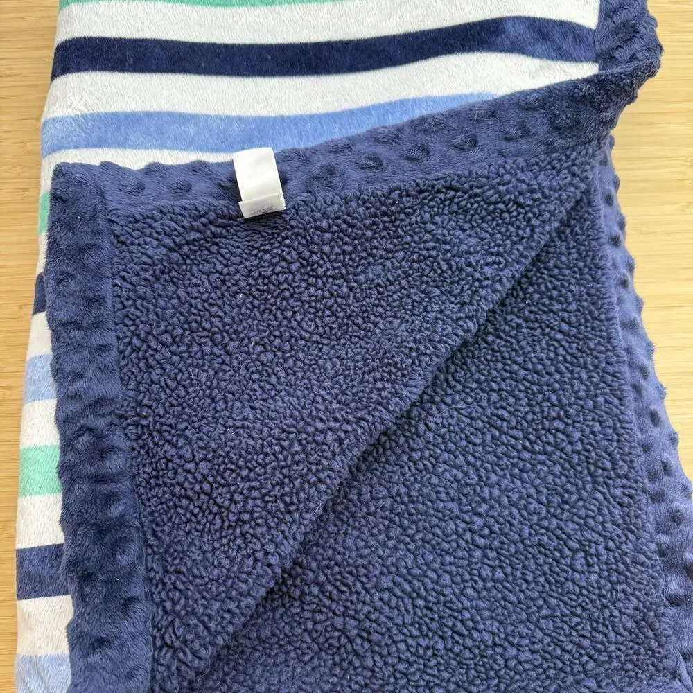 Carters CHILD of MINE Baby Security Blanket Lovey Blue Gray Striped Dinosaur